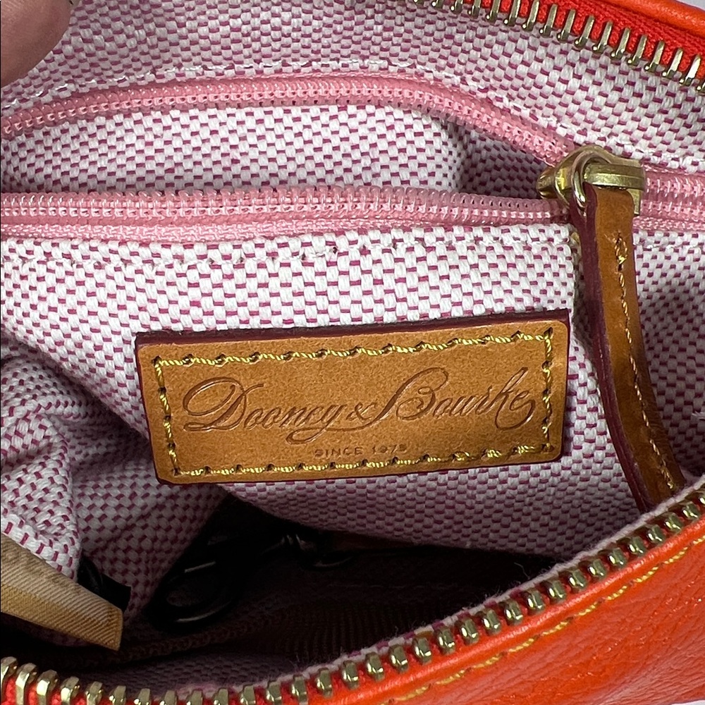 🦆 DOONEY & BOURKE DILLEN MINI BARREL TANGERINE ORANGE PEBBLE LEATHER BAG - Picture 9 of 11